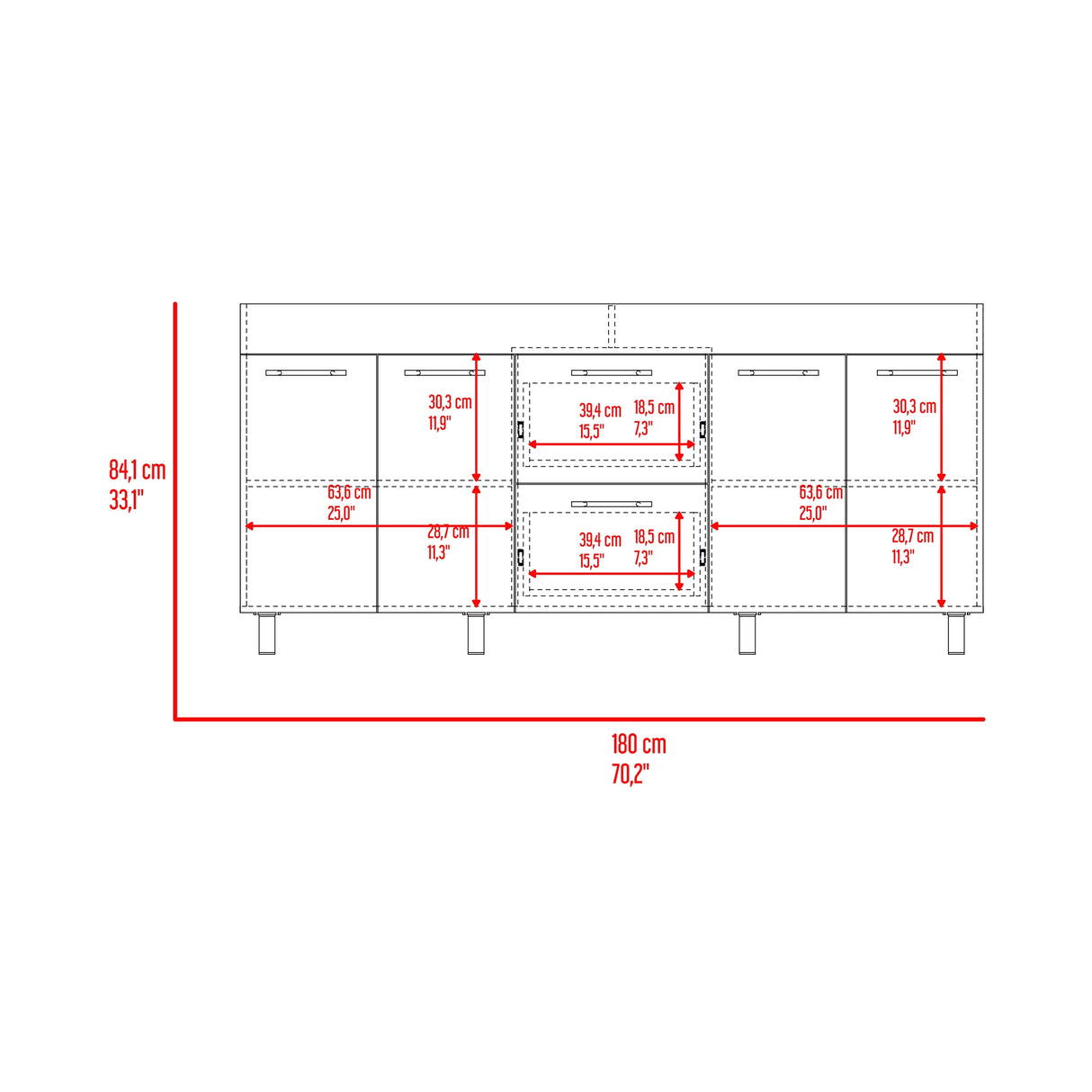 Mueble Inferior de Cocina Luna Wengue y Miel 180x84cm sin Mesón y Sin Estufa - MUEBLES INFERIORES DE COCINA | Bylmo