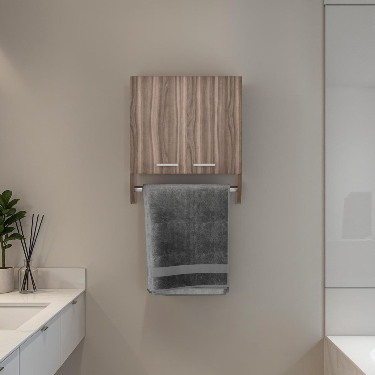 Gabinete de Baño Avellana 45x50cm Rectangular con Dos Puertas con Un Entrepaño - GABINETES DE BANHO | Bylmo