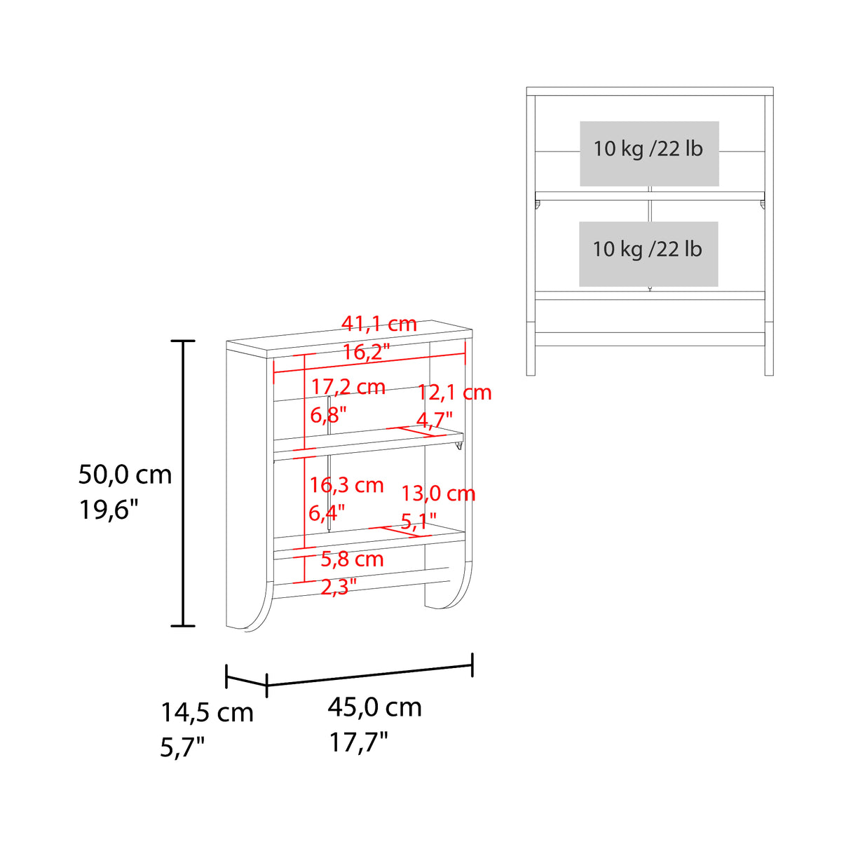Gabinete de Baño Avellana 45x50cm Rectangular con Dos Puertas con Un Entrepaño - GABINETES DE BANHO | Bylmo