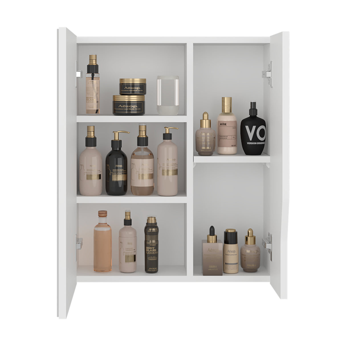 Gabinete de Baño Tiuna Blanco 50x59.1cm Rectangular con Dos Puertas con Tres Entrepaños y con Espejo - GABINETES DE BANHO | Bylmo