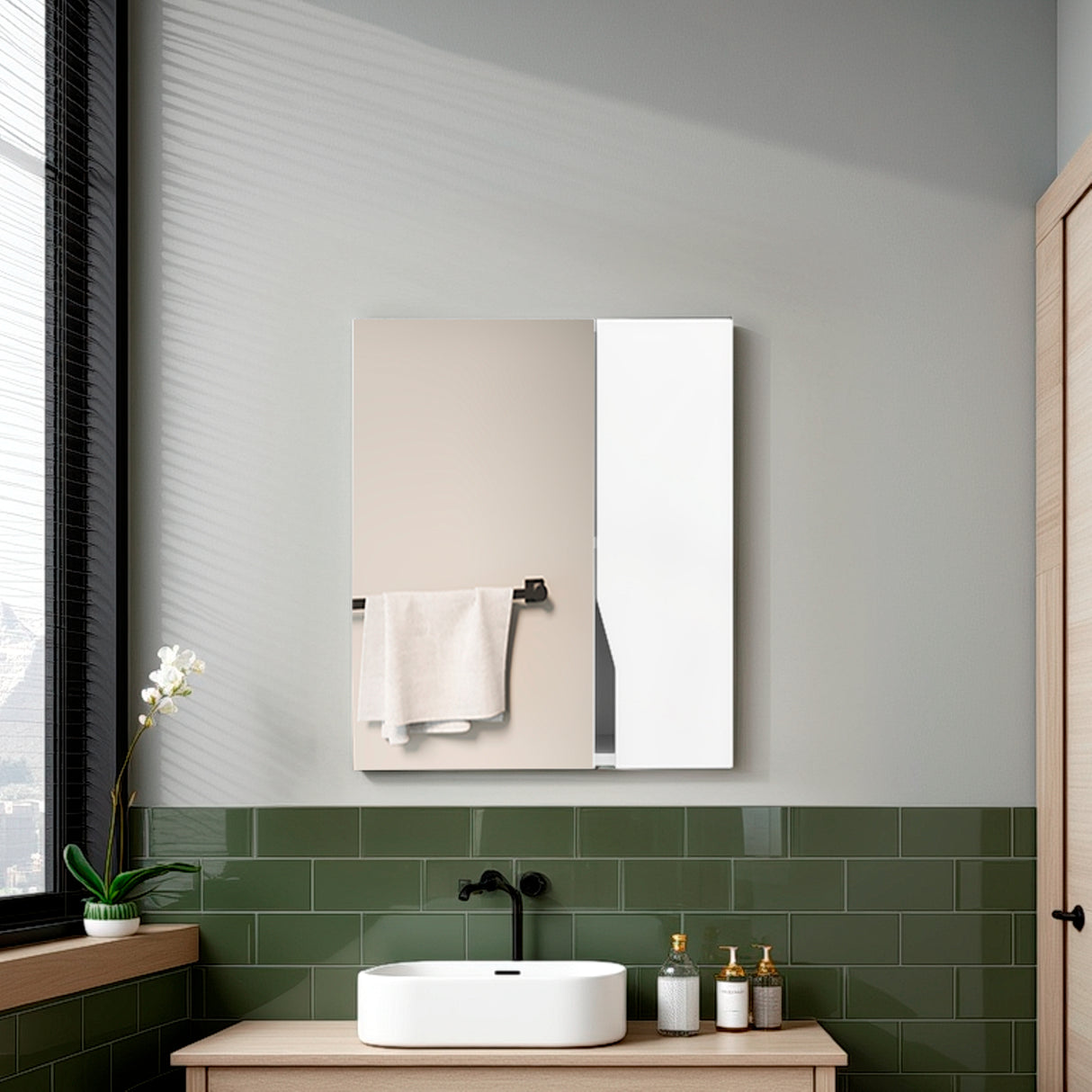 Gabinete de Baño Tiuna Blanco 50x59.1cm Rectangular con Dos Puertas con Tres Entrepaños y con Espejo - GABINETES DE BANHO | Bylmo