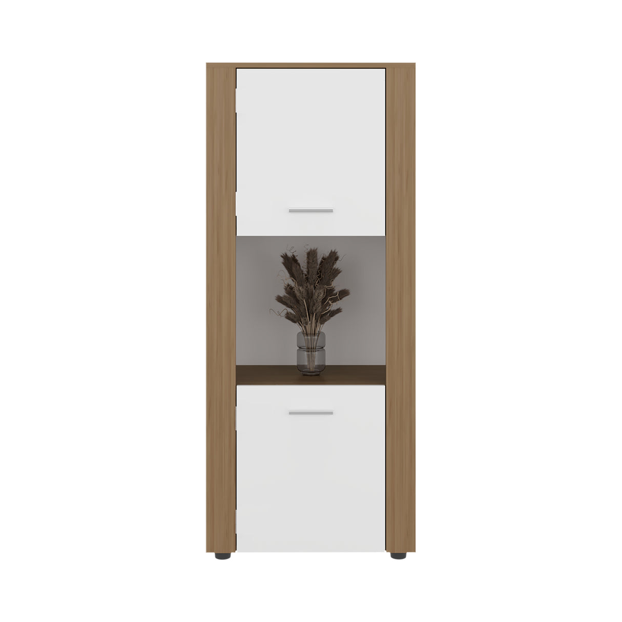 Estantería Tonalea Fresno 56x134.5cm Rectangular con Tres Compartimientos y Dos Entrepaños - BIBLIOTECAS Y ESTANTERIAS | Bylmo