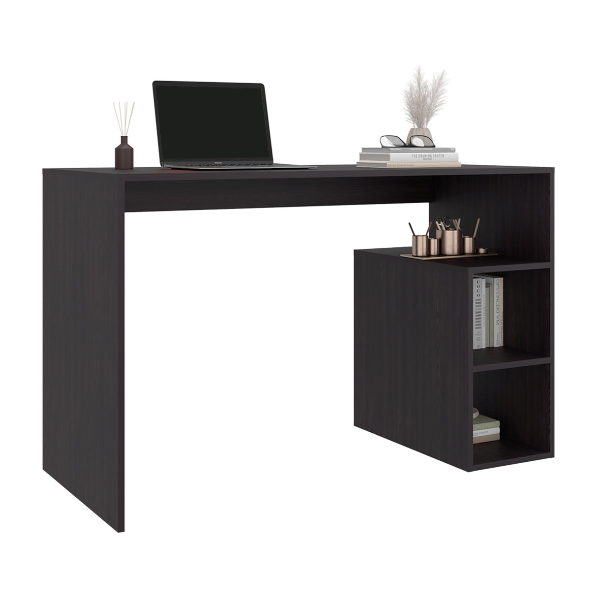 Escritorio Solid Wengue 120x75.6cm sin Cajones y con Organizador de Libros - ESCRITORIOS | Bylmo