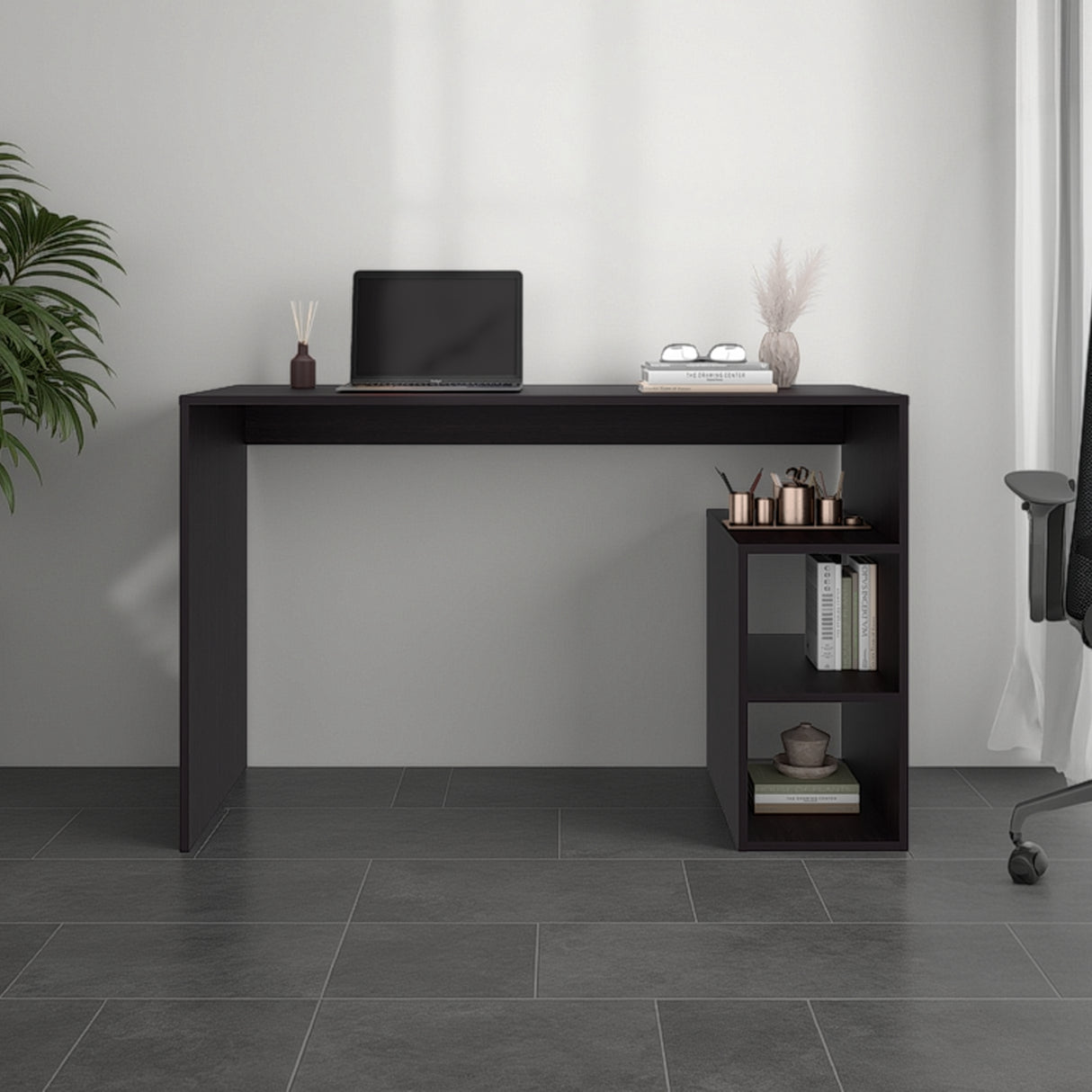 Escritorio Solid Wengue 120x75.6cm sin Cajones y con Organizador de Libros - ESCRITORIOS | Bylmo