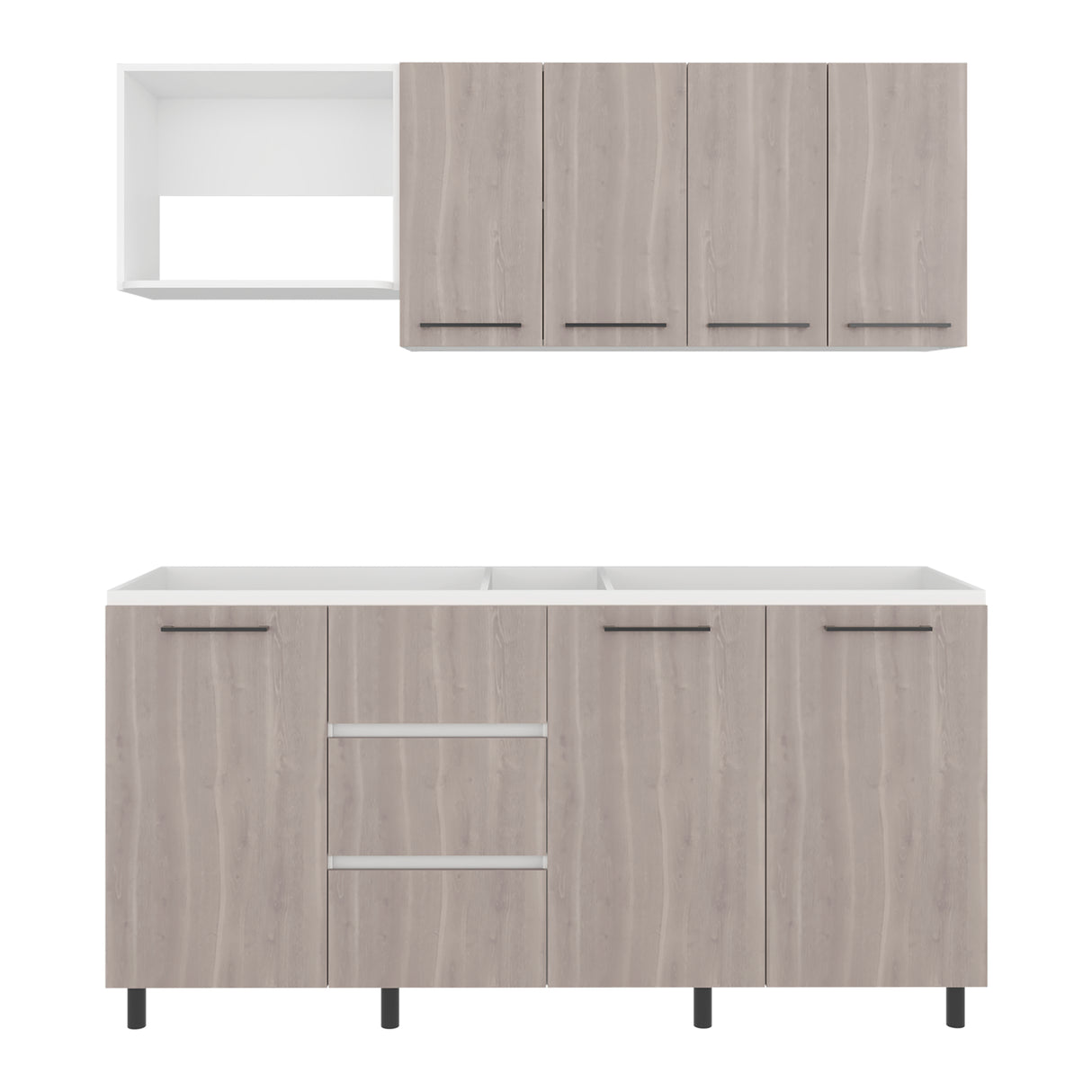 Cocina Erie Blanco Marquez y Bardolino 180x60cm sin Mesón y sin Estufa - COCINAS | Bylmo
