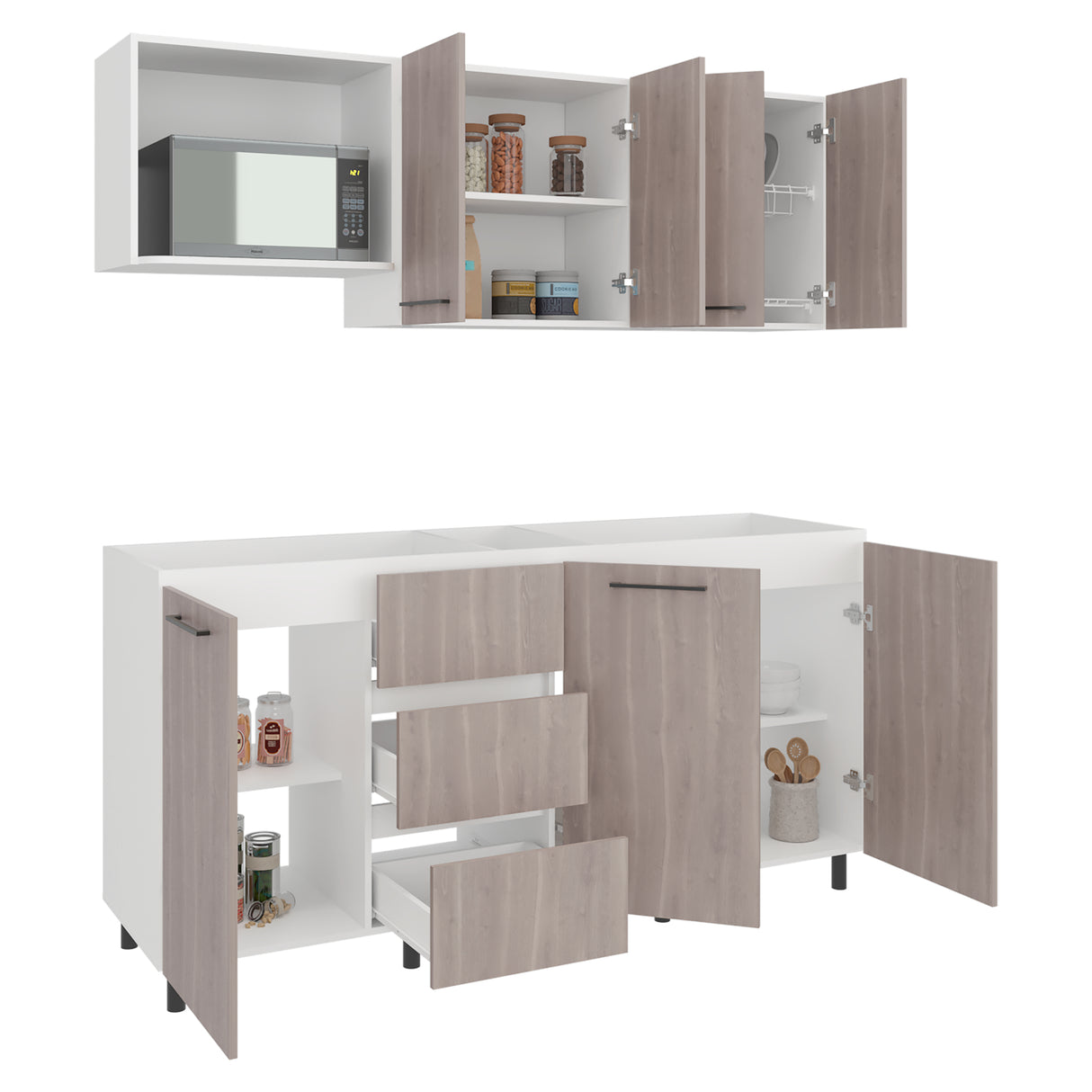 Cocina Erie Blanco Marquez y Bardolino 180x60cm sin Mesón y sin Estufa - COCINAS | Bylmo