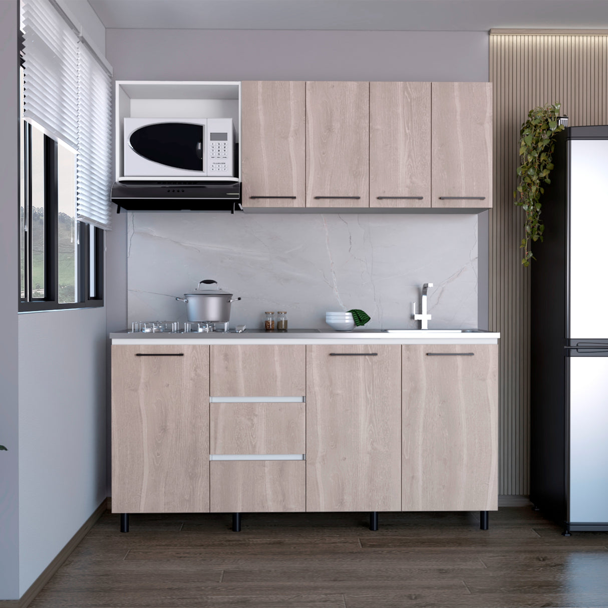 Cocina Erie Blanco Marquez y Bardolino 180x60cm sin Mesón y sin Estufa - COCINAS | Bylmo