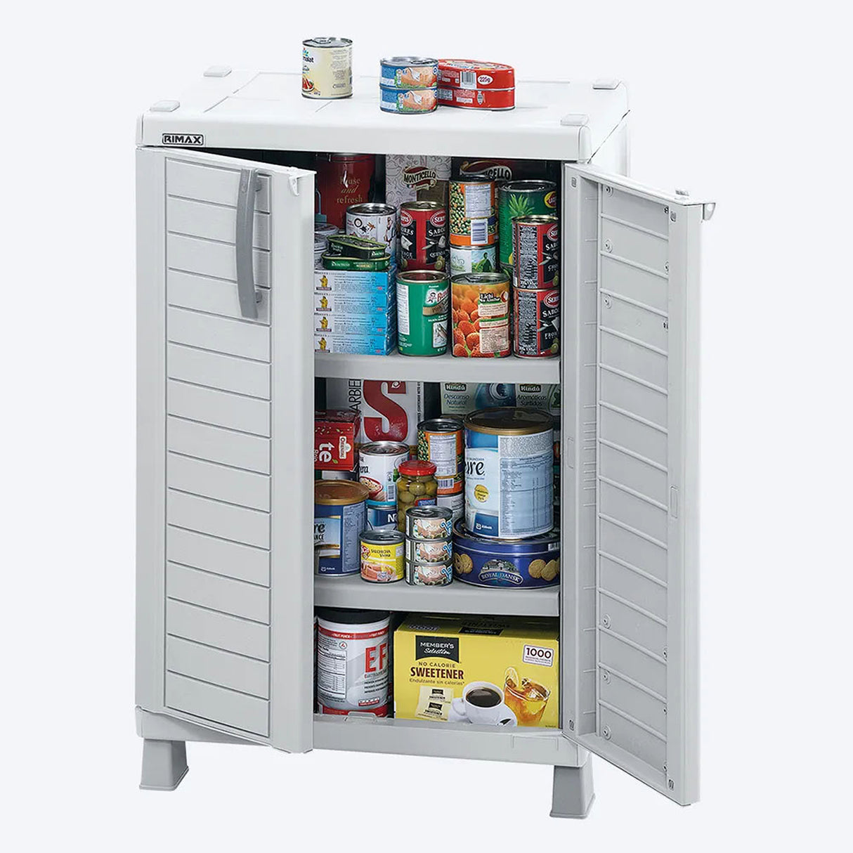 Combo Armario Rimax Barú Gris Hielo 65x189cm Con Seis Compartimientos y con Patas - BARRAS Y MUEBLES AUXILIARES | Bylmo