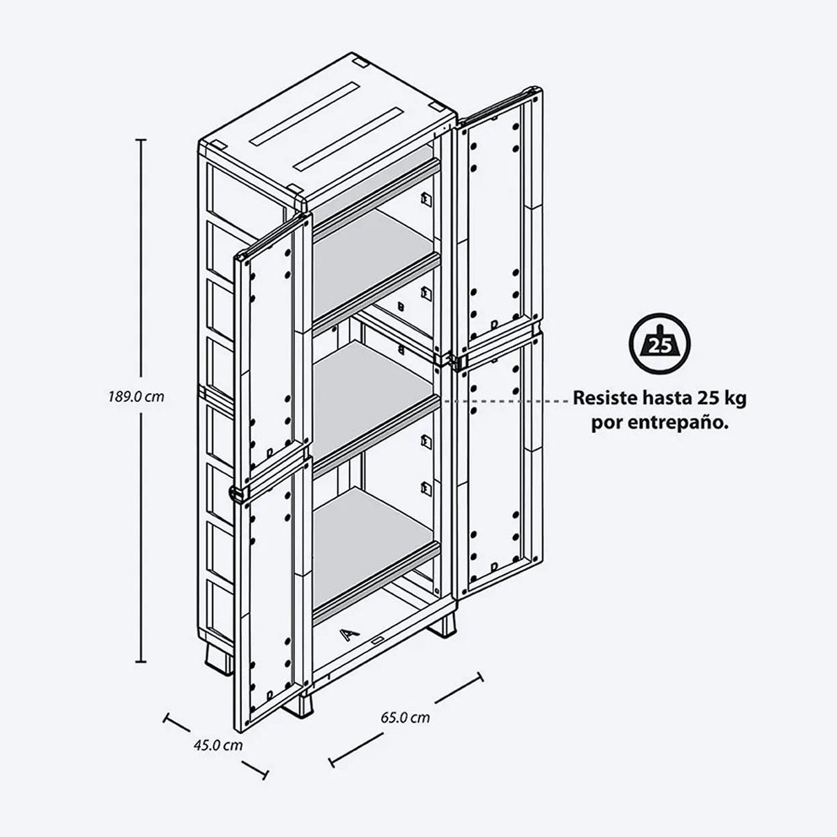Combo Armario Rimax Rattan Taupe 65x189cm Con Seis Compartimientos y con Patas - BARRAS Y MUEBLES AUXILIARES | Bylmo