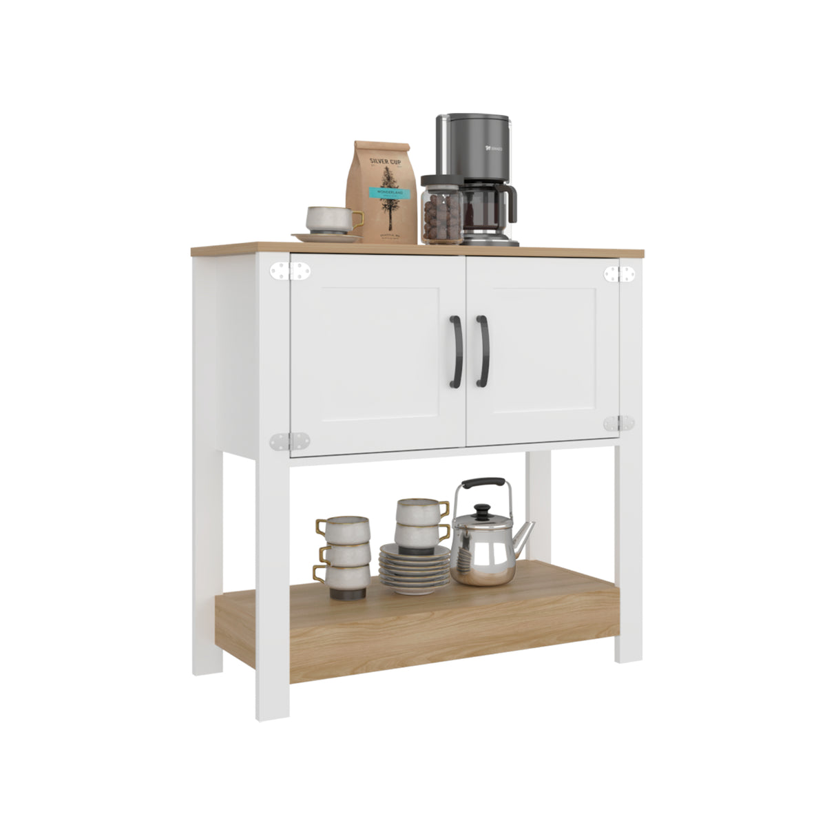 Estación de Café Latte Blanco y Blanco Marquez 89x88cm con Dos Compartimientos - BARRAS Y MUEBLES AUXILIARES | Bylmo