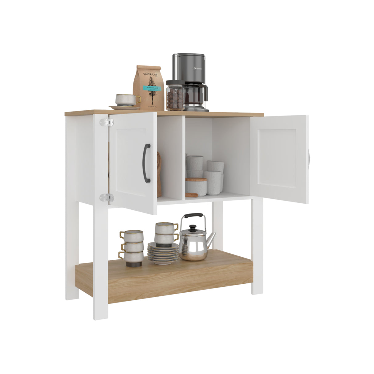 Estación de Café Latte Blanco y Blanco Marquez 89x88cm con Dos Compartimientos - BARRAS Y MUEBLES AUXILIARES | Bylmo