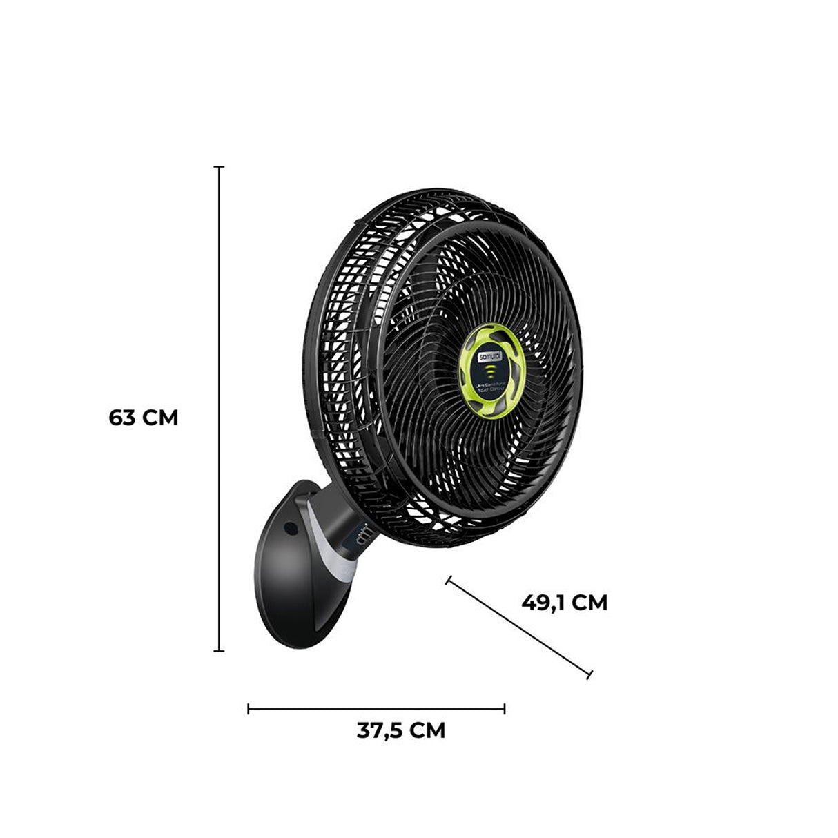 Ventilador de Pared Samurai Ultra Silence Force Negro 37.5x63cm de Cuatro Velocidades con Control Remoto y Pantalla Táctil - VENTILADORES | Bylmo