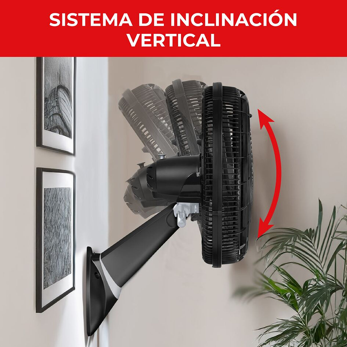 Ventilador de Pared Samurai Ultra Silence Force Negro 37.5x63cm de Cuatro Velocidades con Control Remoto y Pantalla Táctil - VENTILADORES | Bylmo