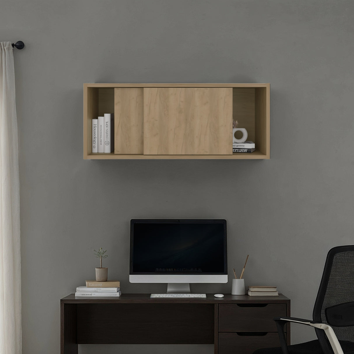 Gabinete de Oficina Office Fresno 81x33cm Rectangular Flotante - BIBLIOTECAS Y ESTANTERIAS | Bylmo