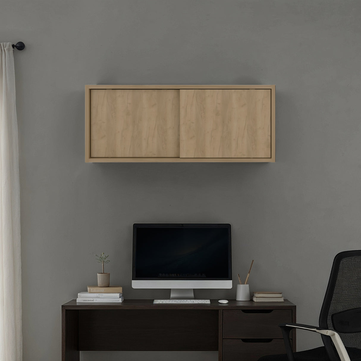 Gabinete de Oficina Office Fresno 81x33cm Rectangular Flotante - BIBLIOTECAS Y ESTANTERIAS | Bylmo