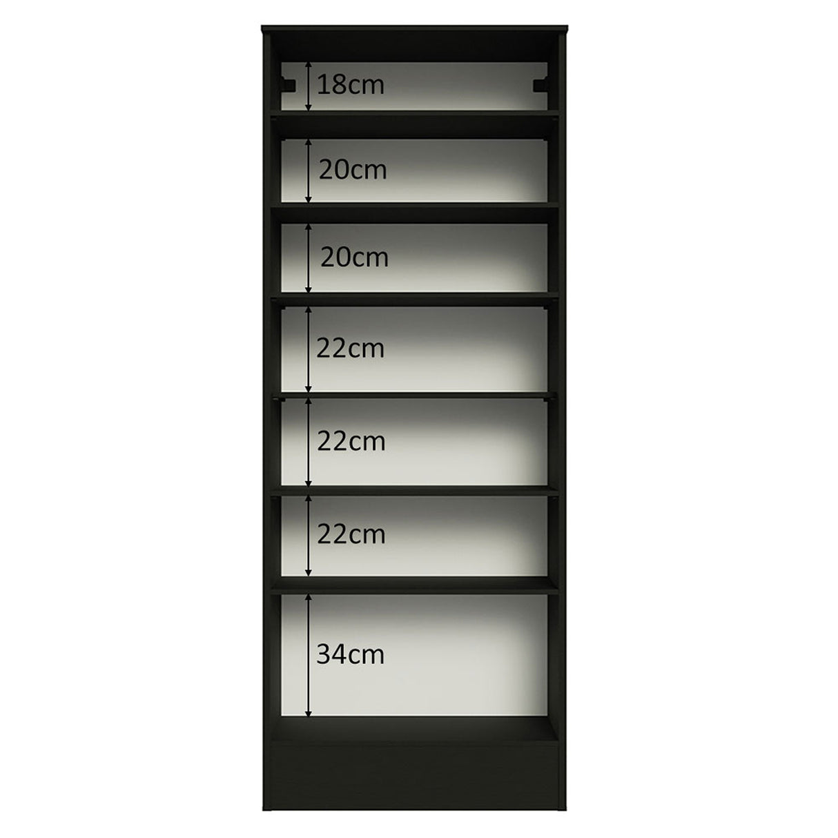 Zapatero Isis Negro 60x182cm Vertical de Siete Niveles - ZAPATEROS | Bylmo