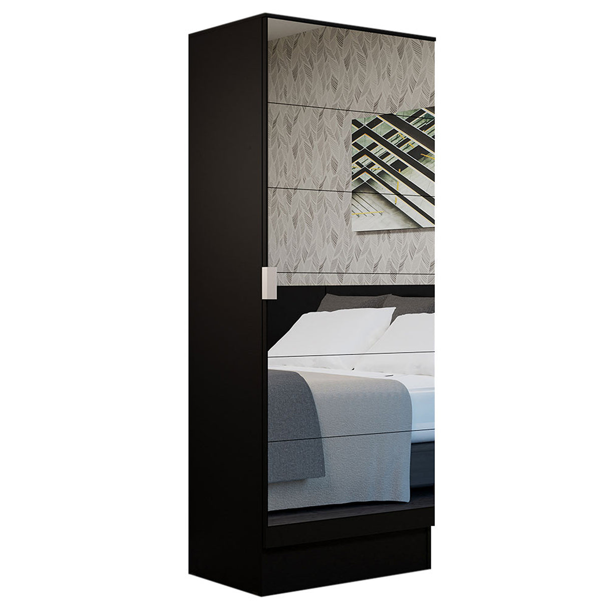 Zapatero Isis Negro 60x182cm Vertical de Siete Niveles con Espejo - ZAPATEROS | Bylmo