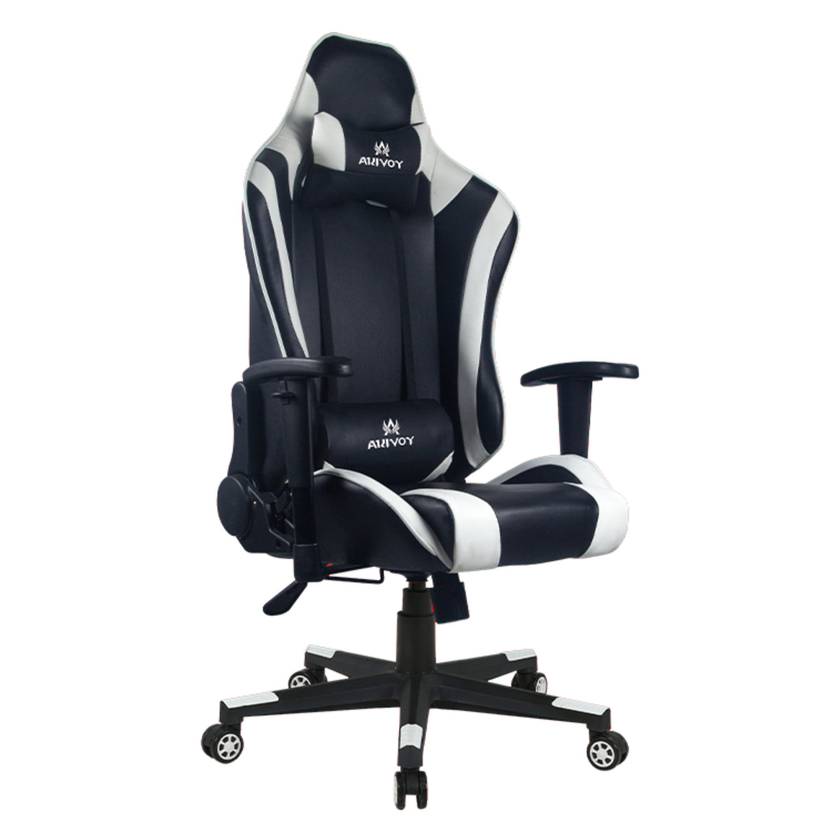 Silla Gamer Valorant Negro y Blanco 52x133cm Reclinable con Soporte Lumbar y Apoya Cabezas