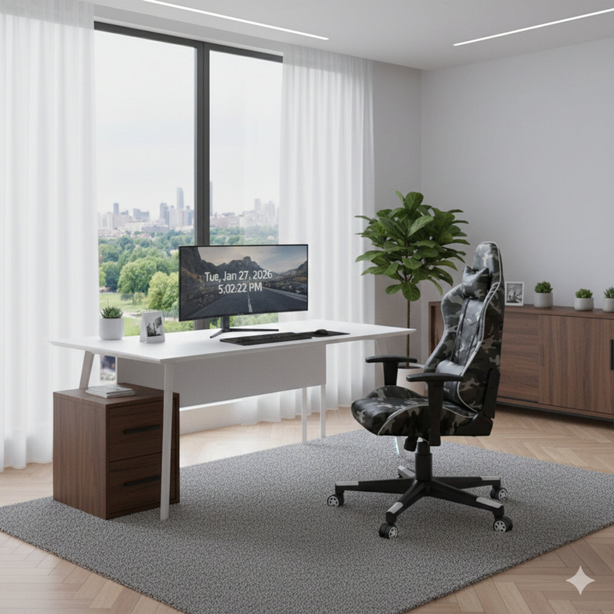 Silla Gamer Warzone Negro 54x137cm Reclinable con Soporte Lumbar y Apoya Cabezas - SILLAS DE OFICINA | Bylmo