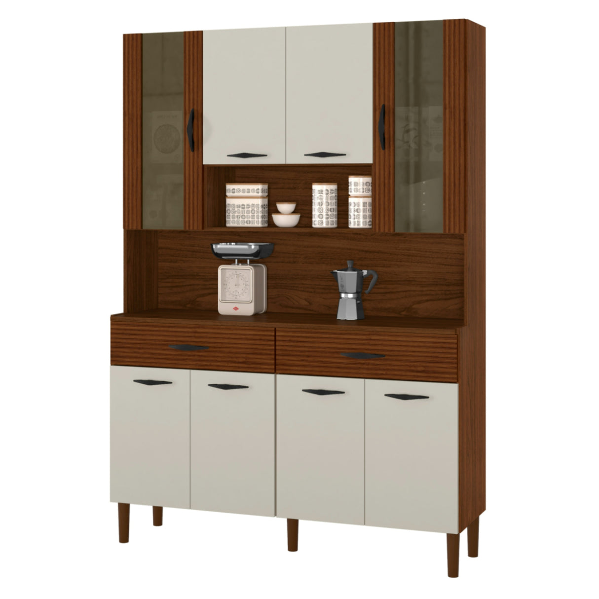 Alacena Golden Plus Castaño 120x173cm con Ocho Puertas y con Dos Cajones - ALACENAS Y MUEBLES MICROONDAS | Bylmo