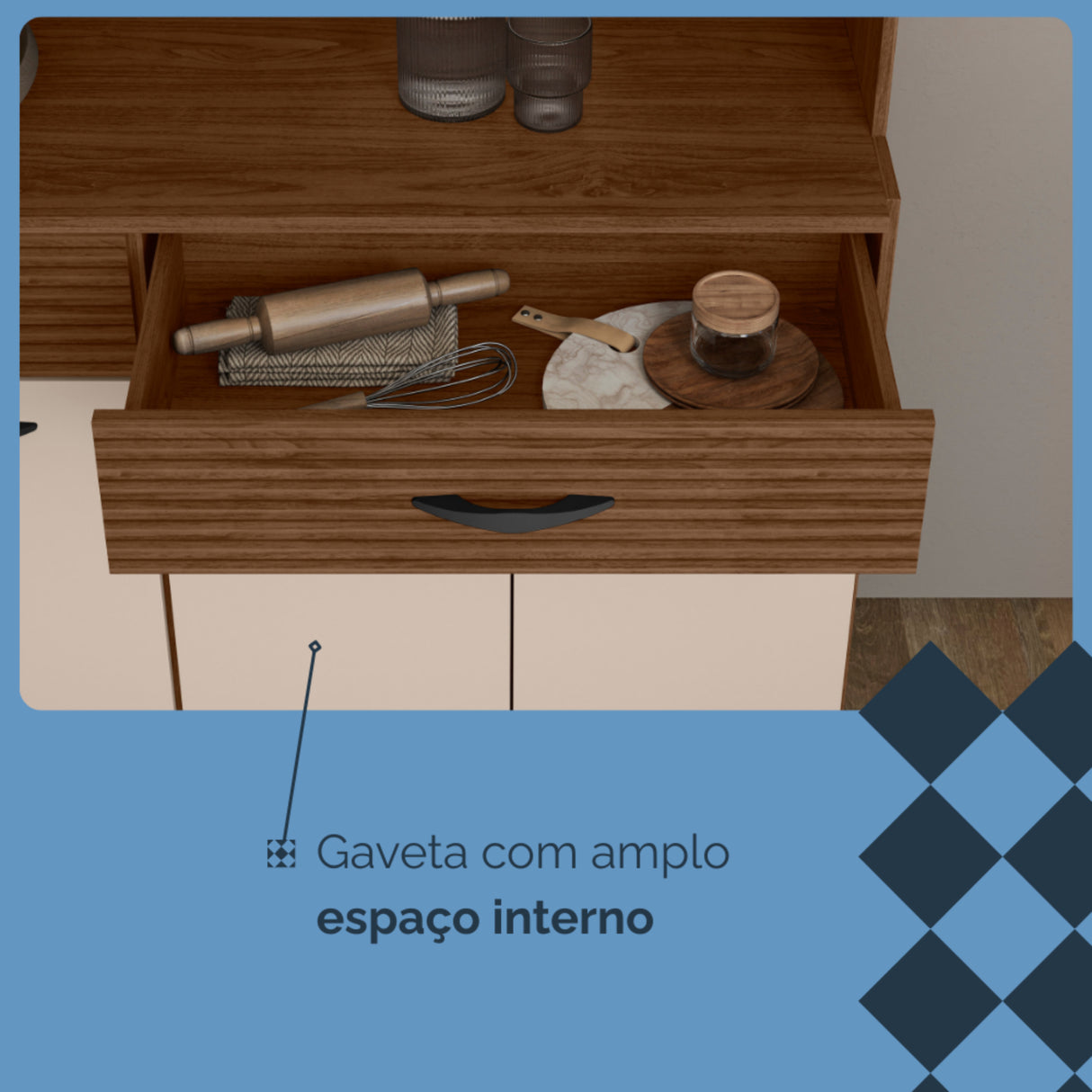 Alacena Golden Plus Castaño 120x173cm con Ocho Puertas y con Dos Cajones - ALACENAS Y MUEBLES MICROONDAS | Bylmo