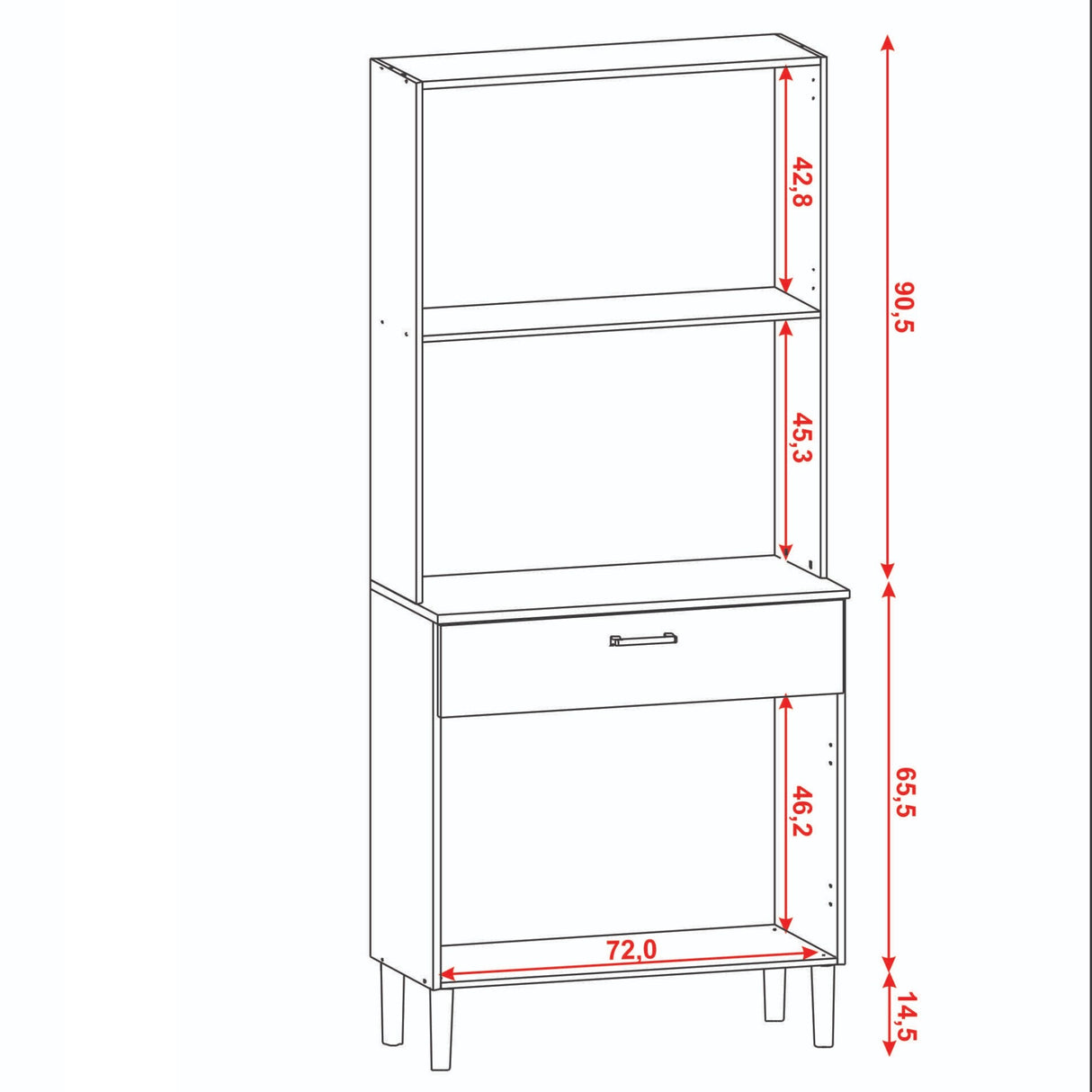 Alacena Cris Castaño y Blanco 86x171cm con Cuatro Puertas y con Un Cajón - ALACENAS Y MUEBLES MICROONDAS | Bylmo