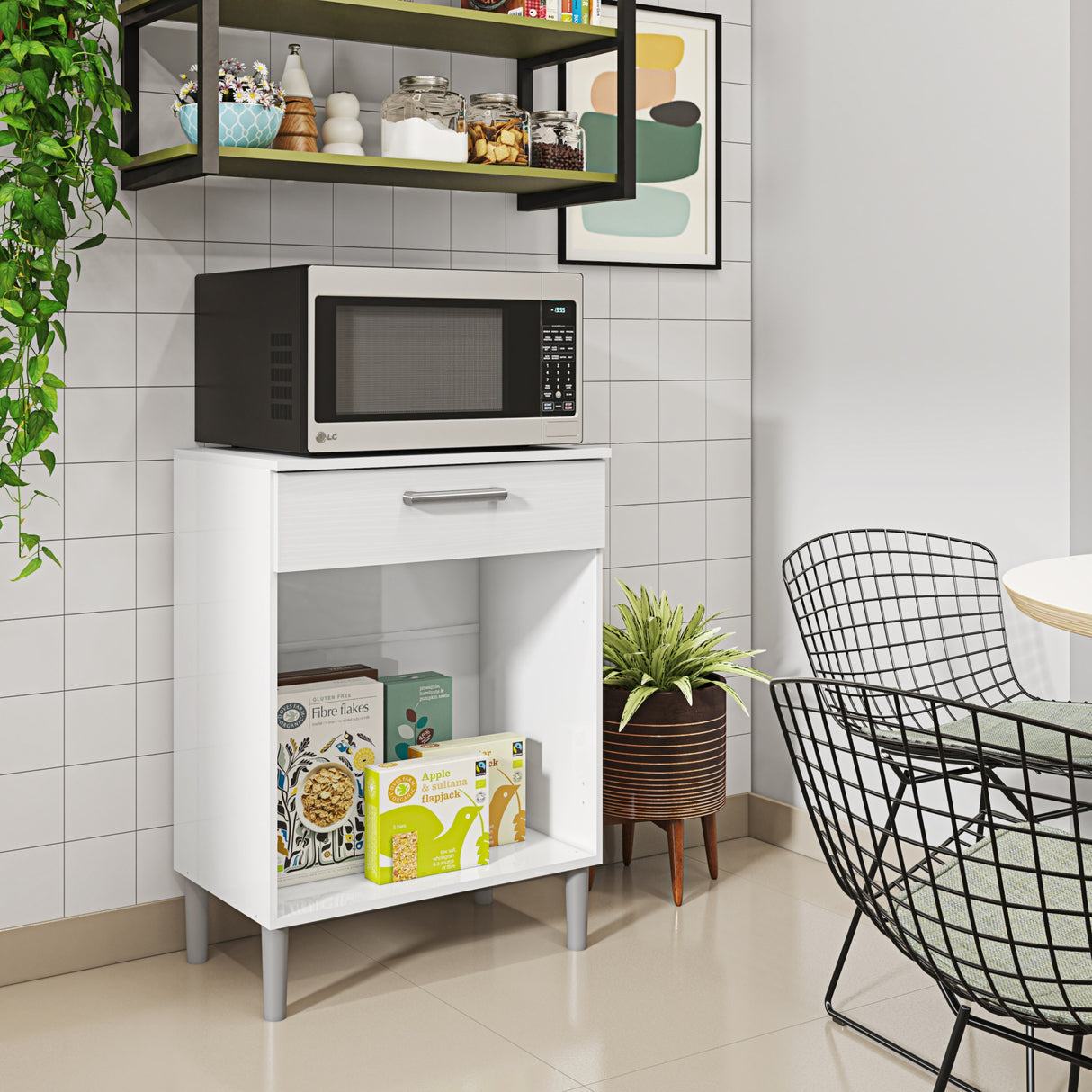 Alacena Diamante Blanco 60x86cm con Dos Puertas y con Un Cajón - ALACENAS Y MUEBLES MICROONDAS | Bylmo