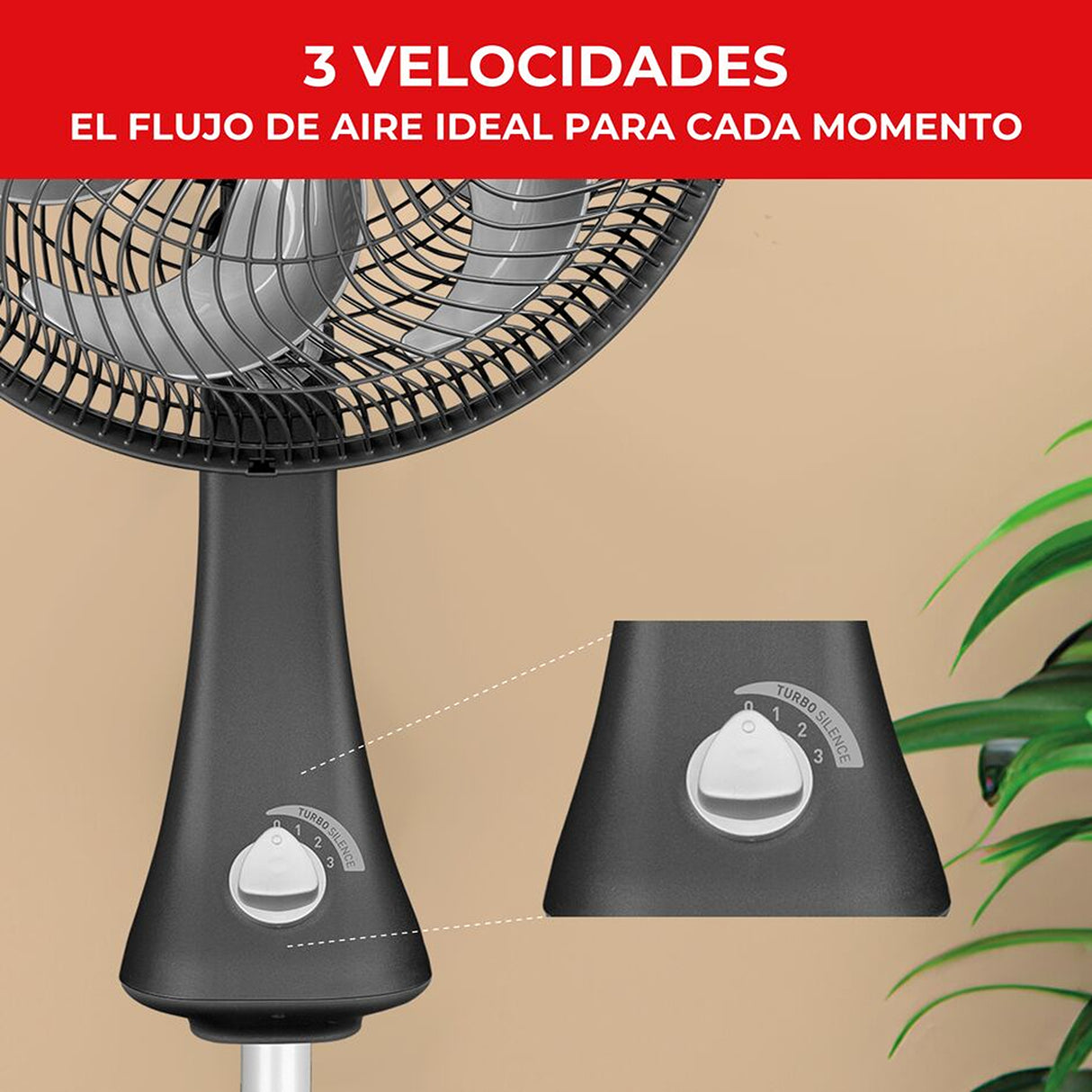 Ventilador 2 en 1 Samurai Turbo Silence Negro 40x122cm de Tres Velocidades - VENTILADORES | Bylmo