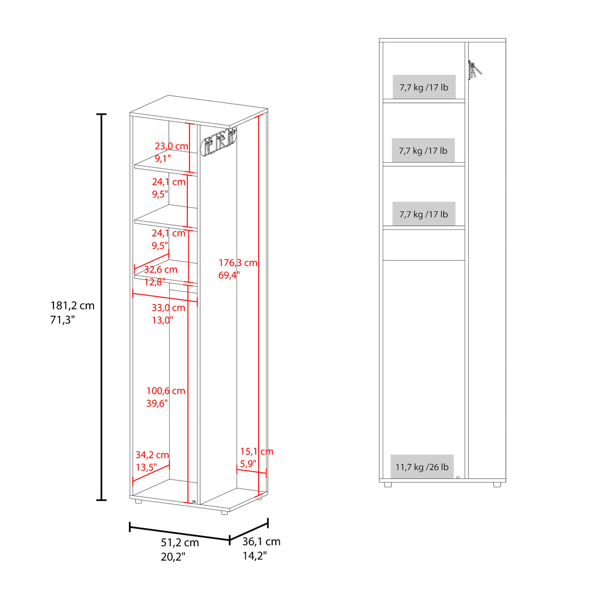 Mueble de Aseo Austin Wengue 51.2x181.2cm con Dos Puertas - MUEBLES DE ASEO Y ROPAS | Bylmo
