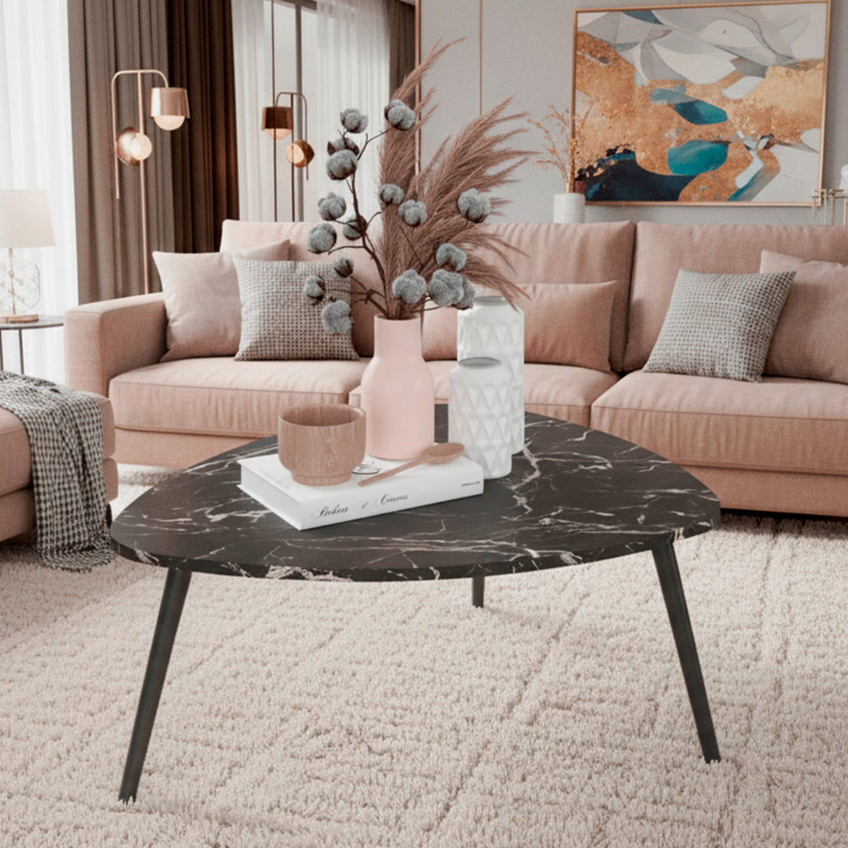 Mesa de Centro Narvik Mamba 74x31.5cm Ovalado con Patas - MESAS DE CENTRO | Bylmo