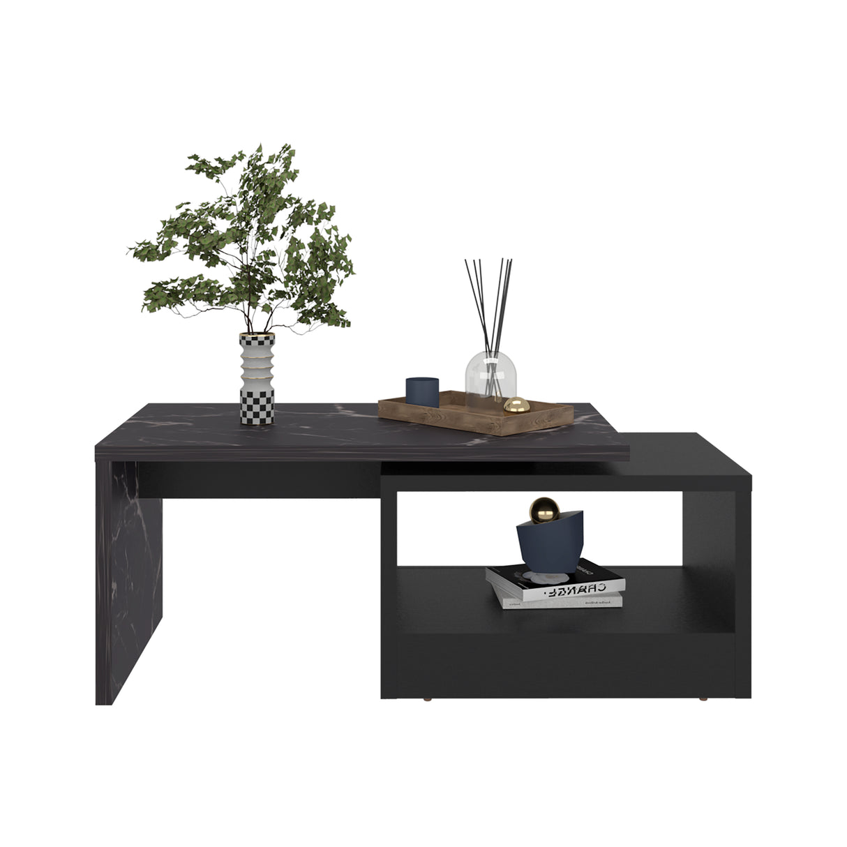 Mesa de Centro Kaia Wengue y Mamba 100.2x40cm Rectangular con Compartimiento - MESAS DE CENTRO | Bylmo