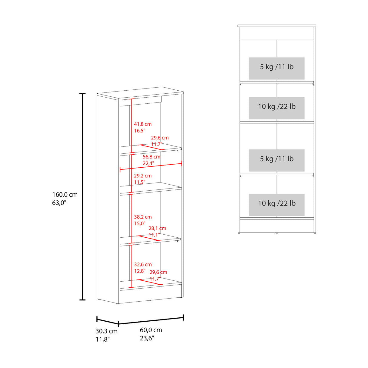 Alacena Juls Blanco 60x160cm y con Dos Puertas - ALACENAS Y MUEBLES MICROONDAS | Bylmo