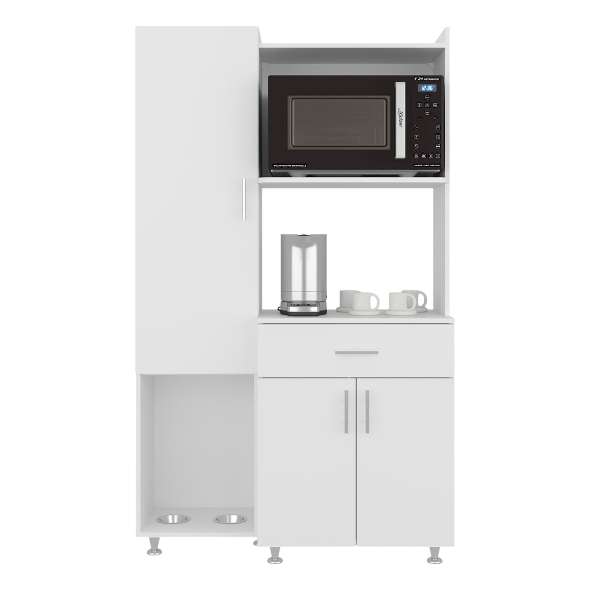 Alacena Pantress Eco Blanco 98x165cm Con Espacio para Microondas y con Tres Puertas - ALACENAS Y MUEBLES MICROONDAS | Bylmo