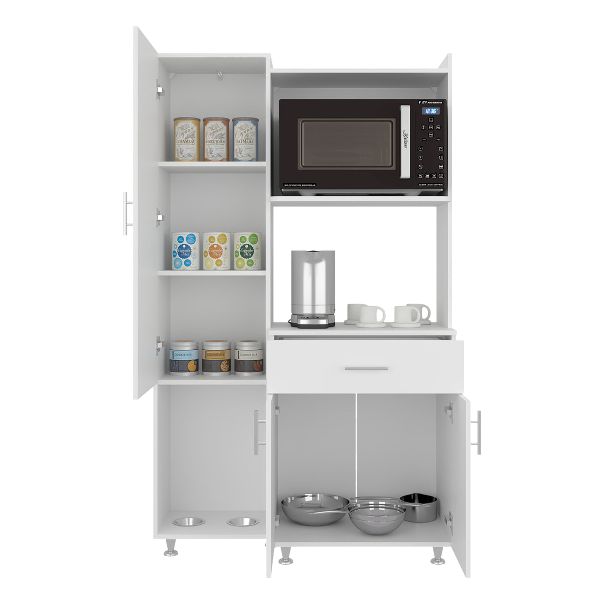 Alacena Pantress Eco Blanco 98x165cm Con Espacio para Microondas y con Tres Puertas - ALACENAS Y MUEBLES MICROONDAS | Bylmo