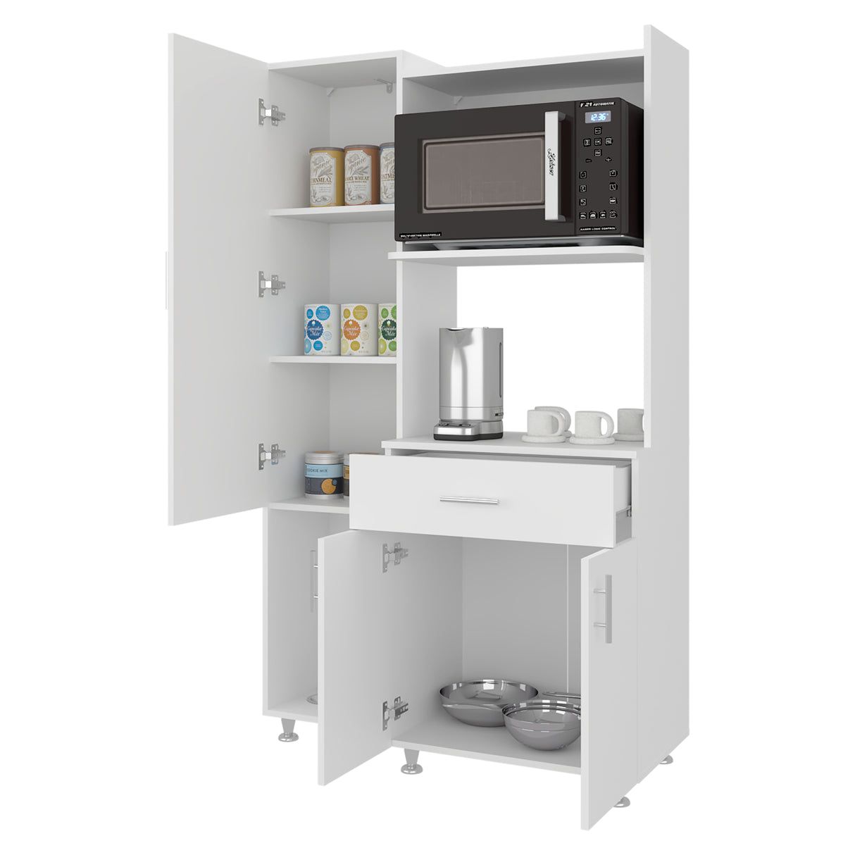 Alacena Pantress Eco Blanco 98x165cm Con Espacio para Microondas y con Tres Puertas - ALACENAS Y MUEBLES MICROONDAS | Bylmo