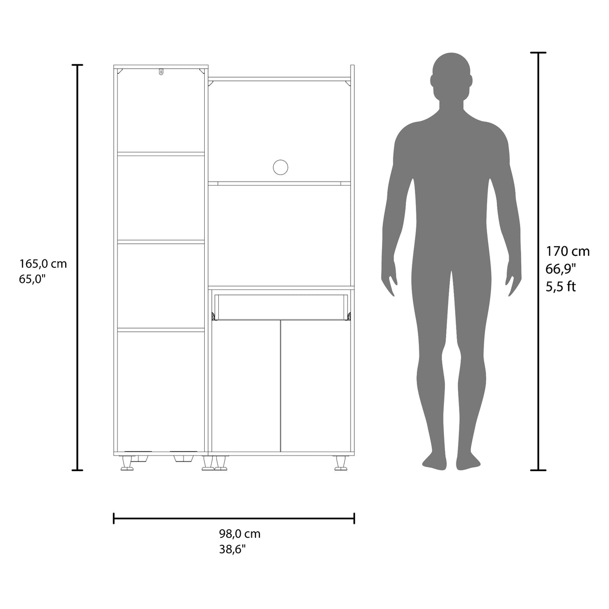 Alacena Pantress Eco Blanco 98x165cm Con Espacio para Microondas y con Tres Puertas - ALACENAS Y MUEBLES MICROONDAS | Bylmo