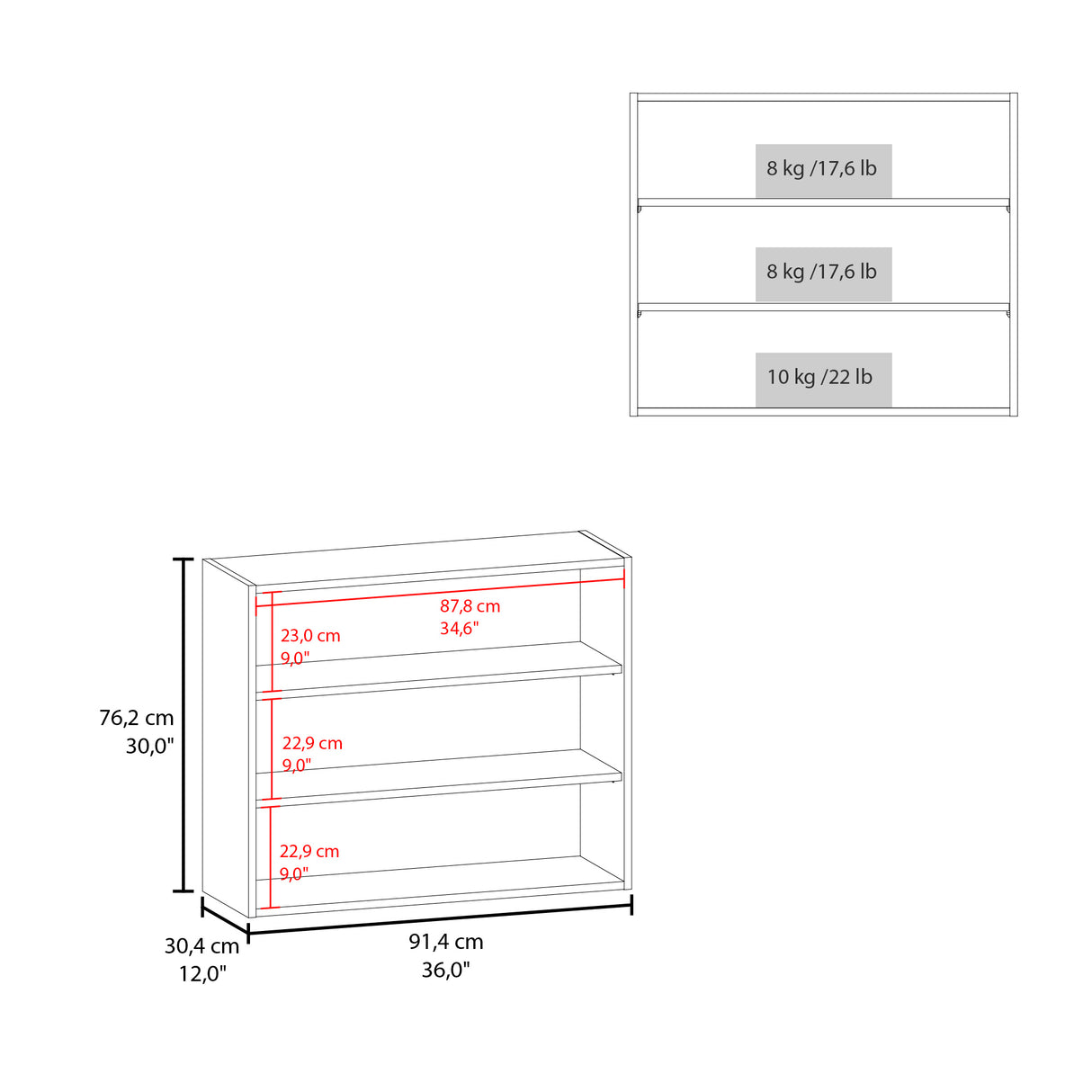 Gabinete de Cocina Baroque Nogal 91.4x76.2cm con Dos Entrepaños - MUEBLES SUPERIORES DE COCINA | Bylmo