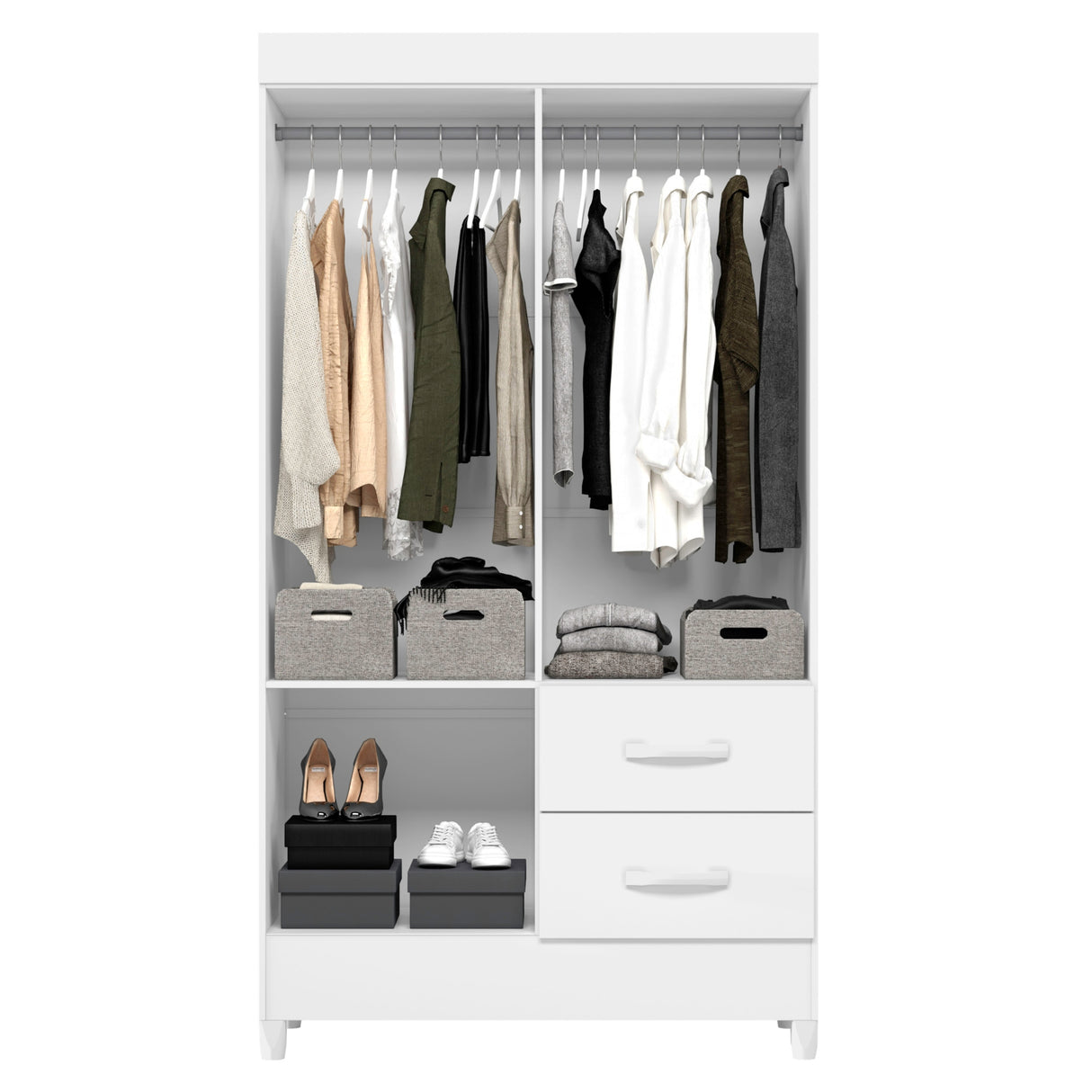 Armario para Ropa Moobi Blanco 98x181cm con Dos Cajones y con Cuatro Puertas - CLOSETS | Bylmo