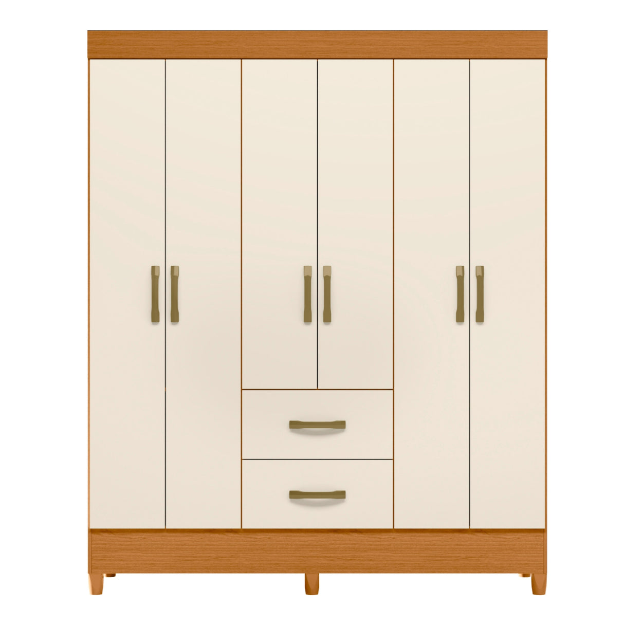 Armario para Ropa Moobi Café y Beige 147x181cm con Dos Cajones y con Seis Puertas - CLOSETS | Bylmo