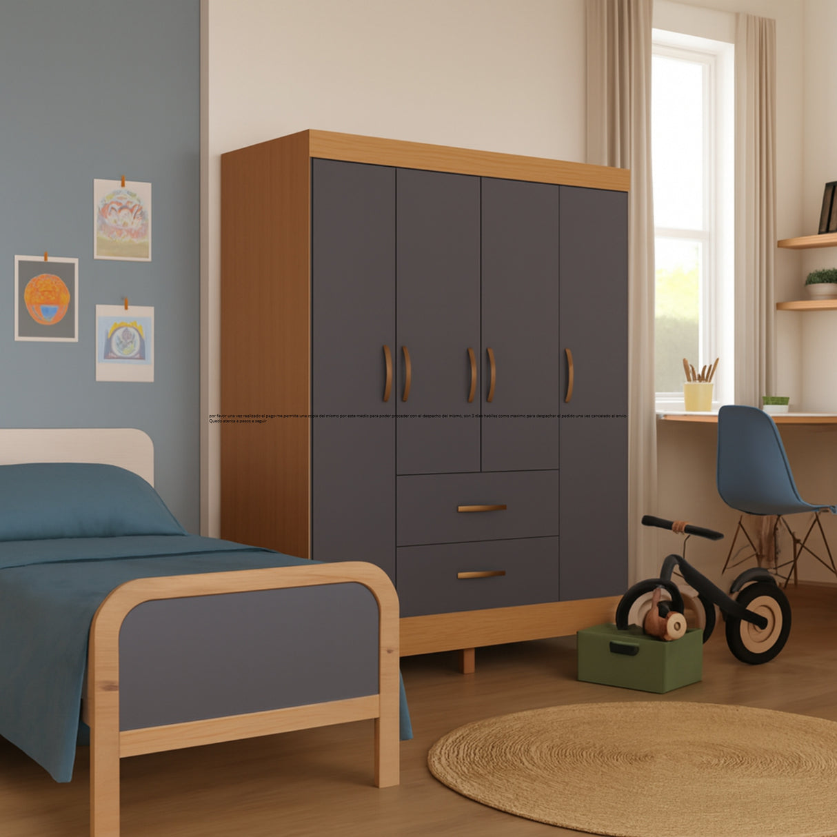 Armario para Ropa Moobi Café y Gris 147x181cm con Dos Cajones y con Seis Puertas - CLOSETS | Bylmo