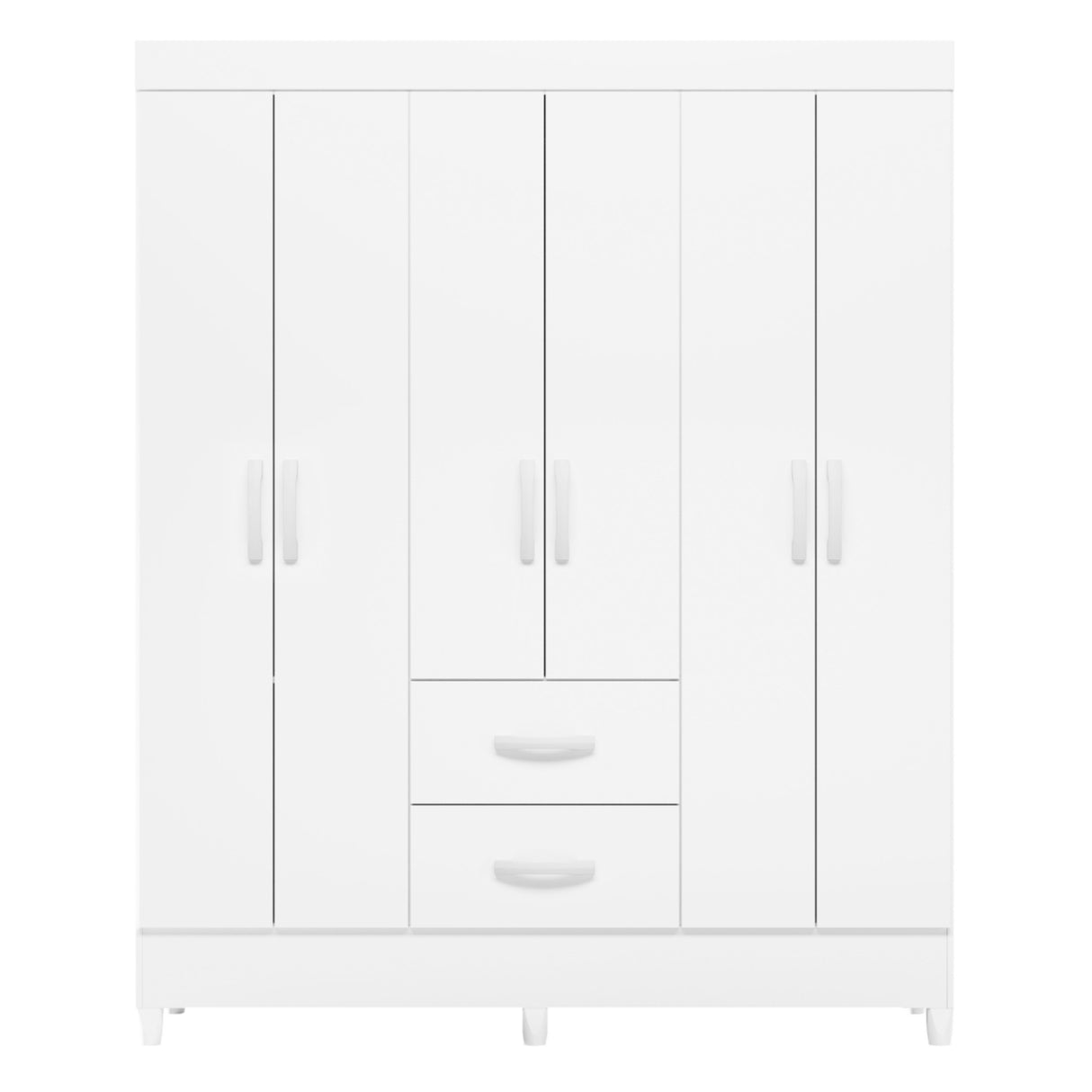 Armario para Ropa Moobi Blanco 147x181cm con Dos Cajones y con Seis Puertas