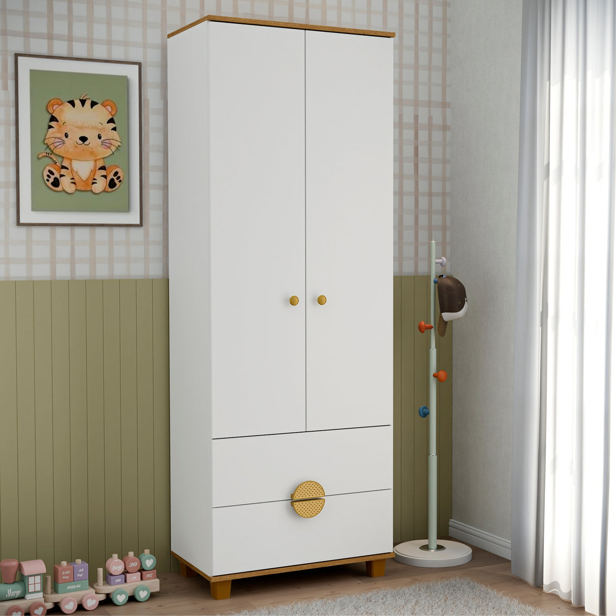 Armario para Ropa Moobi Blanco 69x193cm con Dos Cajones y con Dos Puertas - CLOSETS | Bylmo