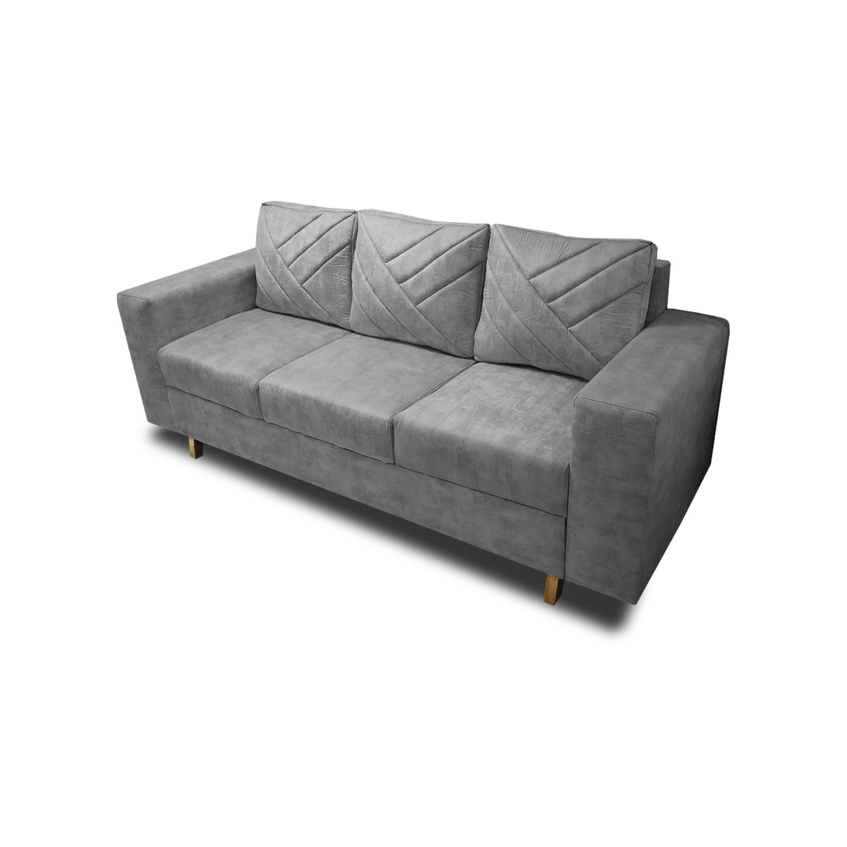 Sofá Amsterdam Gris 205x72cm de Tela Amigable con Mascotas de Tres Puestos con Apoya Brazos - SOFAS Y POLTRONAS | Bylmo