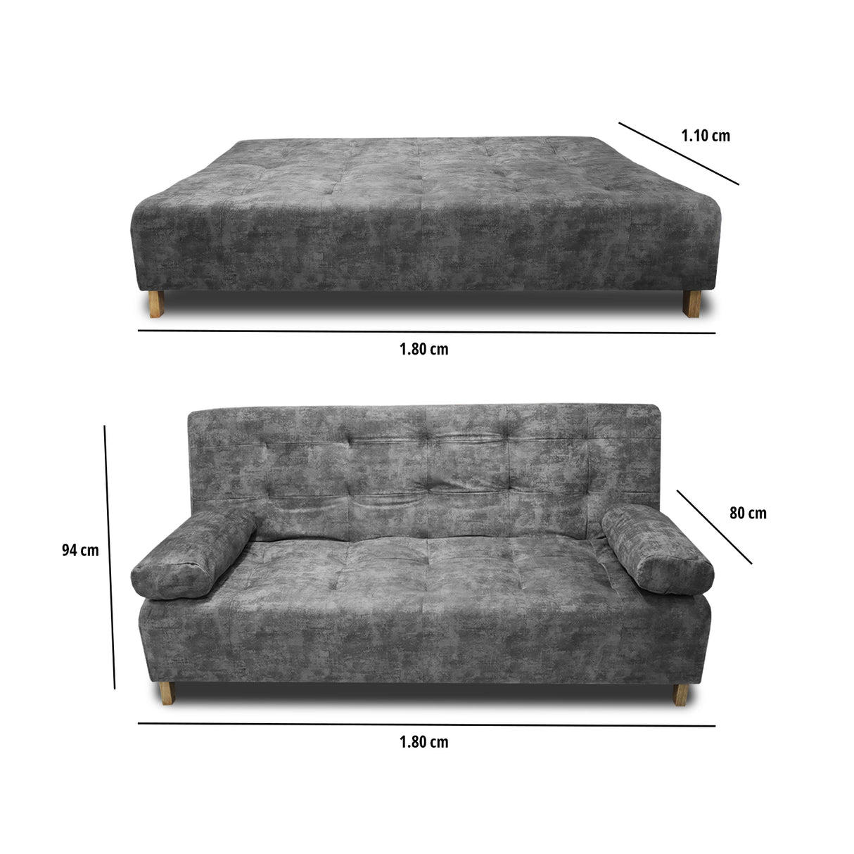 Sofá Cama Seiler Gris 180x94cm Reclinable de Tela Amigable con Mascotas de Tres Puestos con Apoya Brazos - SOFAS Y POLTRONAS | Bylmo