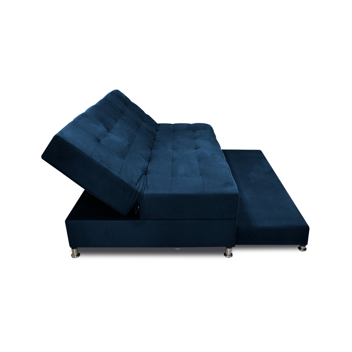 Sofá Cama Tarima Haller Azul Petróleo 190x95cm Reclinable de Tela Amigable con Mascotas de Tres Puestos con Apoya Brazos - SOFAS Y POLTRONAS | Bylmo