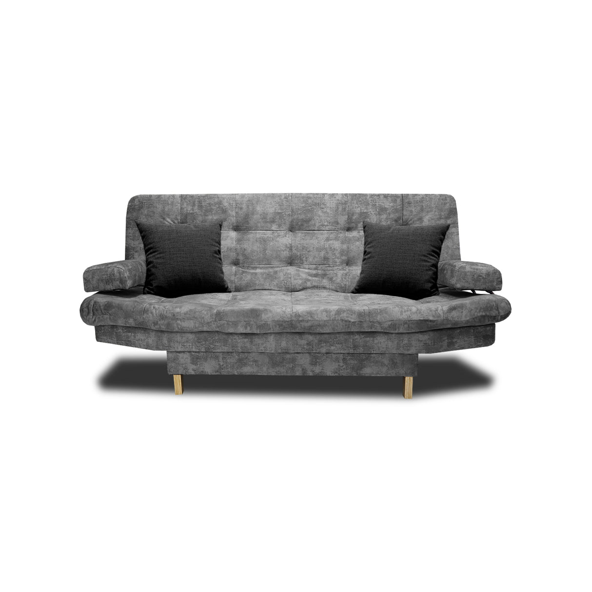 Sofá Cama Blum Gris 185x90cm Reclinable de Tela Amigable con Mascotas de Tres Puestos con Apoya Brazos - SOFAS Y POLTRONAS | Bylmo