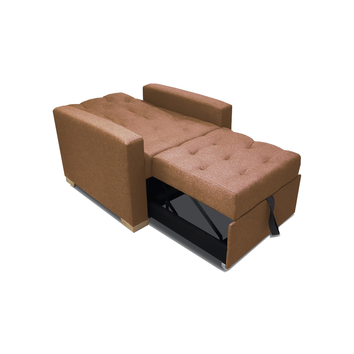Sofá Cama Sabathy Camel 95x90cm Reclinable de Tela Amigable con Mascotas de Un Puesto sin Apoya Brazos - SOFAS Y POLTRONAS | Bylmo