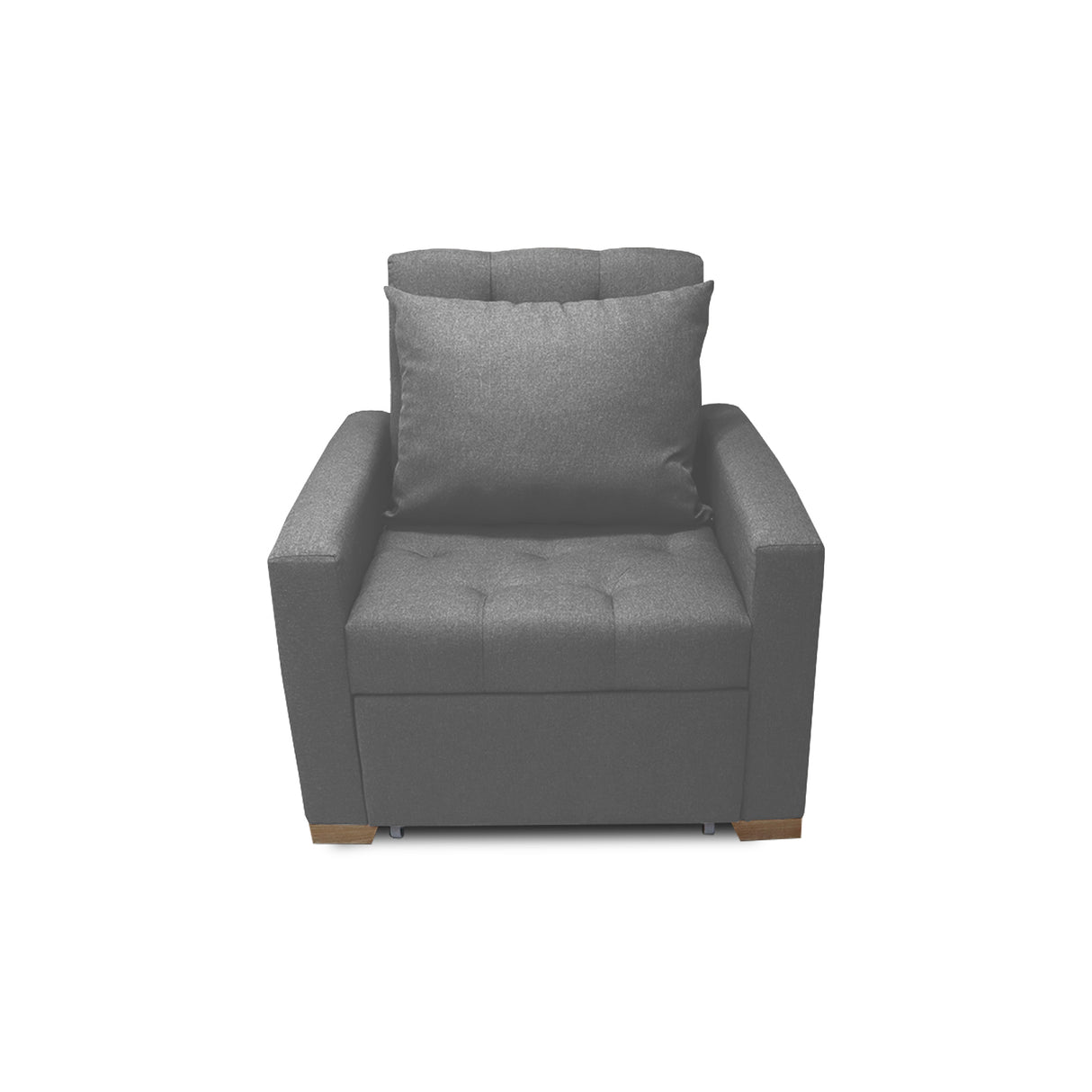 Sofá Cama Sabathy Gris 95x90cm Reclinable de Tela Amigable con Mascotas de Un Puesto con Apoya Brazos - SOFAS Y POLTRONAS | Bylmo