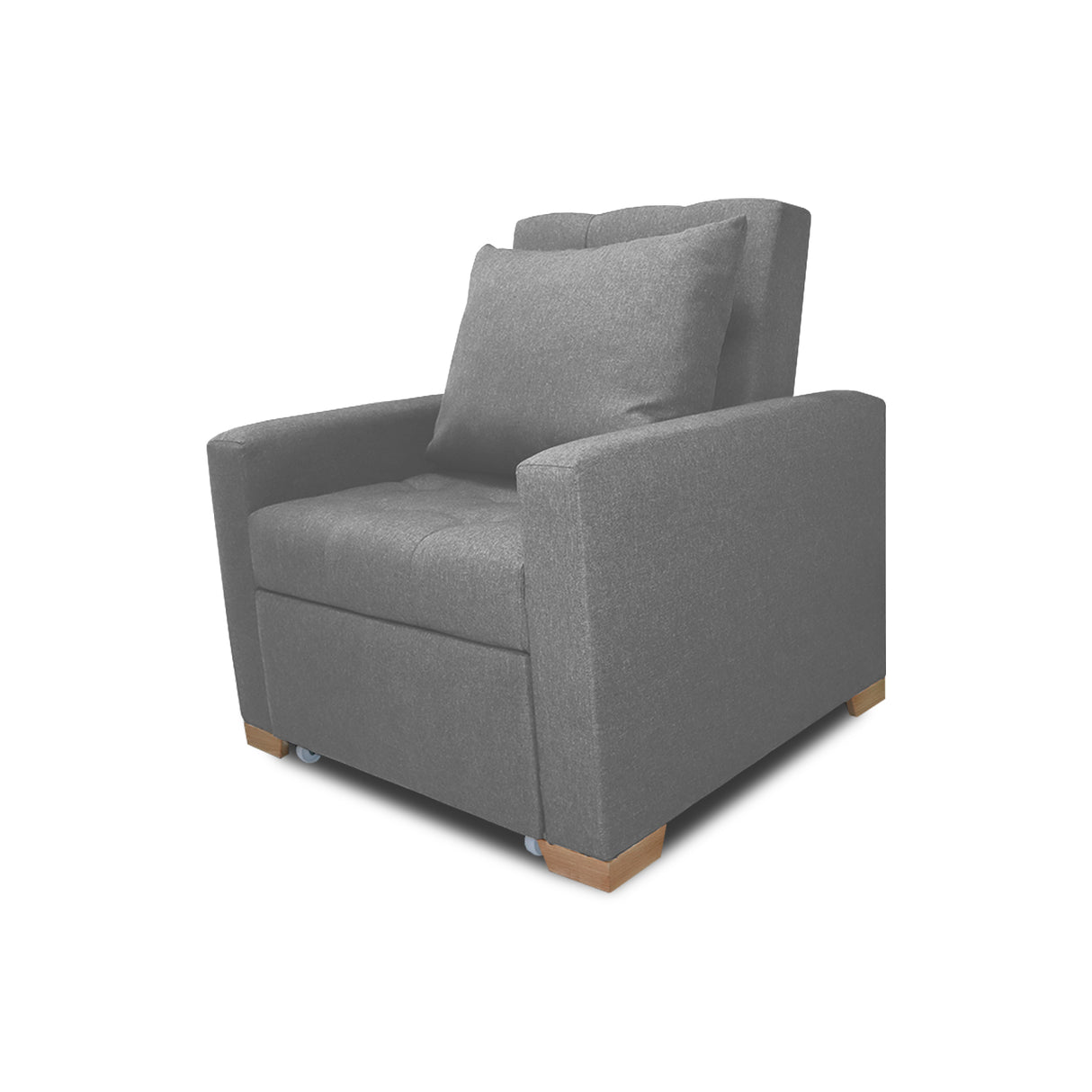 Sofá Cama Sabathy Gris 95x90cm Reclinable de Tela Amigable con Mascotas de Un Puesto con Apoya Brazos - SOFAS Y POLTRONAS | Bylmo