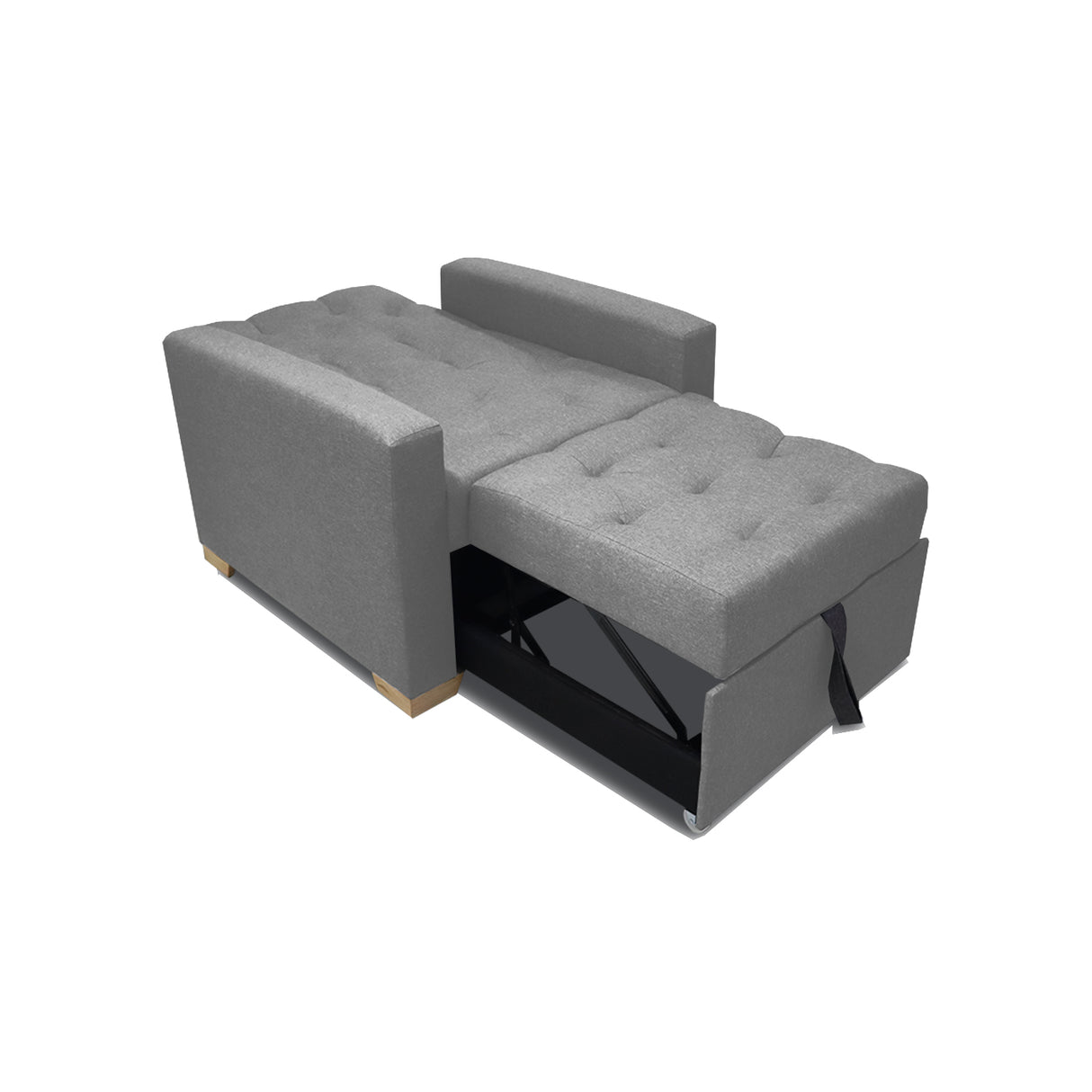 Sofá Cama Sabathy Gris 95x90cm Reclinable de Tela Amigable con Mascotas de Un Puesto con Apoya Brazos - SOFAS Y POLTRONAS | Bylmo